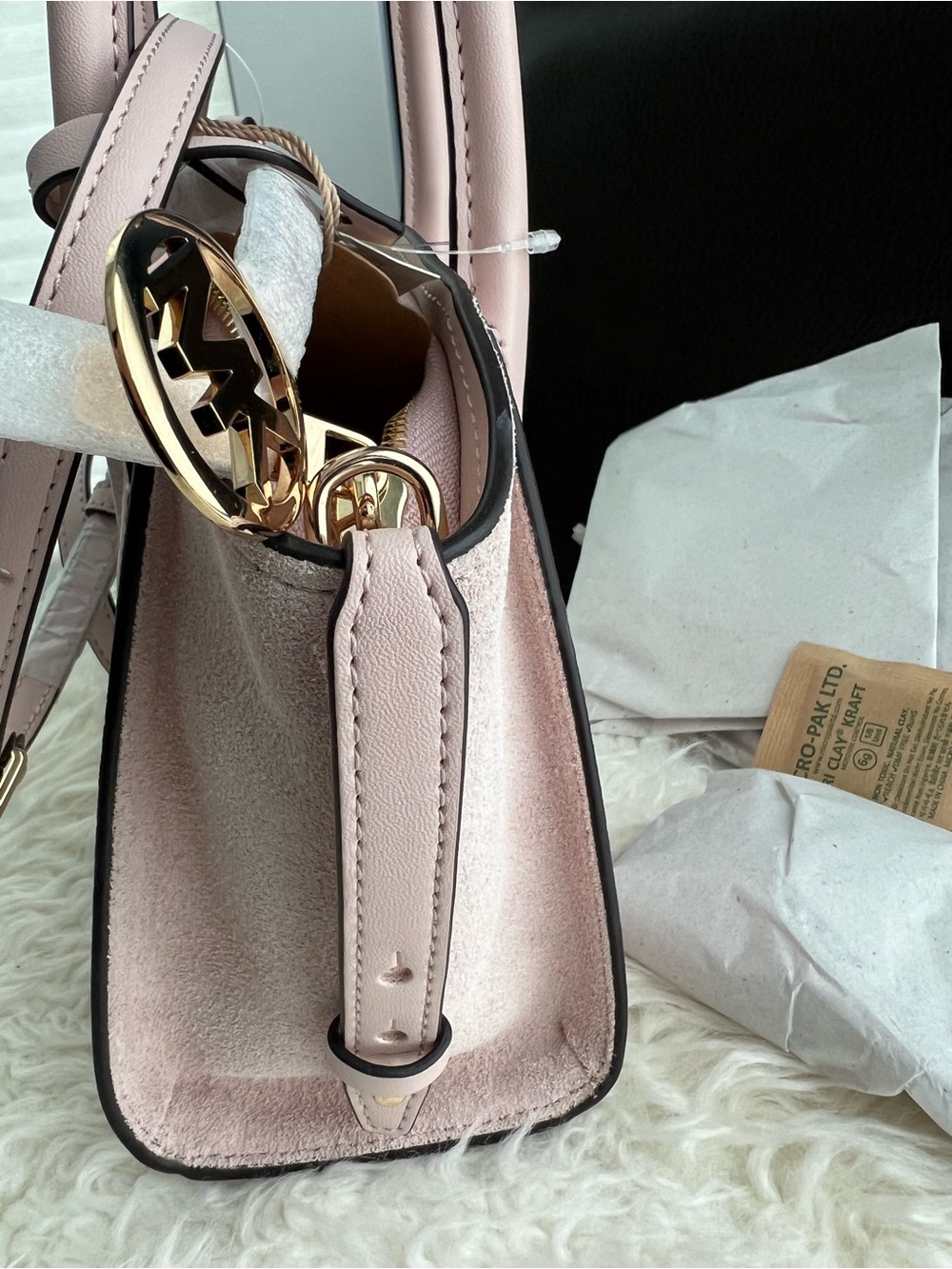 Michael Kors Avril Small Leather and Suede Satchel - Picture 9 of 9